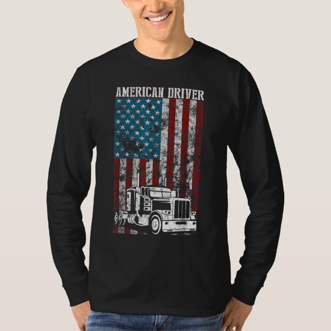 Camiseta Bandera americana Big Rig Semi-Trailer Truck Drive (Anverso)