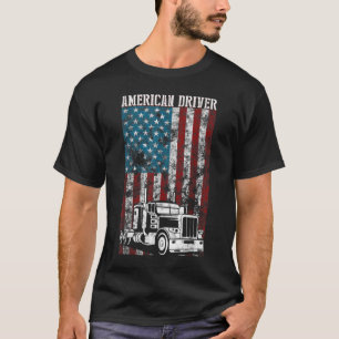 Camiseta Bandera americana Big Rig Semi-Trailer Truck Drive