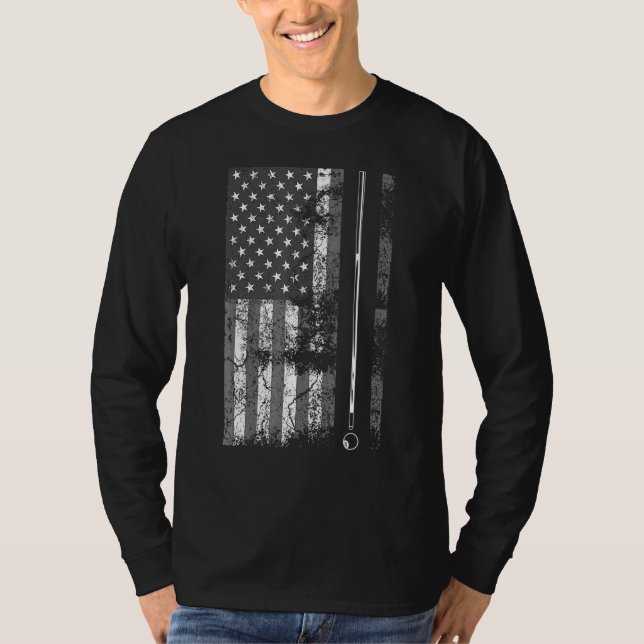 Camiseta Bandera Americana Billiard Stick Table Game USA (Anverso)