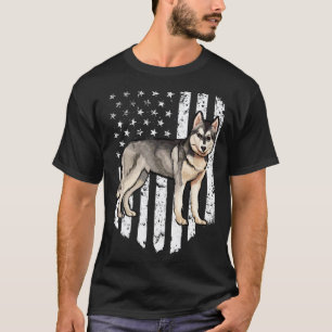 Camiseta Bandera Americana Blanco Negro Husky Siberiano 4 D