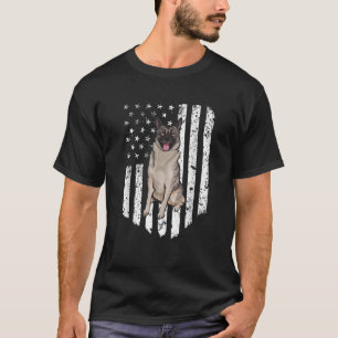 Camiseta Bandera Americana Blanco Negro Norwegian Elkhound