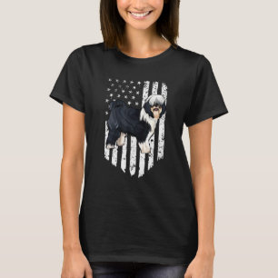 Camiseta Bandera Americana Blanco Negro Tibetan Terrier 4 D