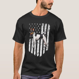 Camiseta Bandera Americana Blanco Negro Toy Fox Terrier 4 D