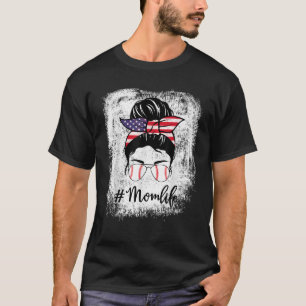 Camiseta Bandera Americana Bleached Baseball Sofball Mom Li