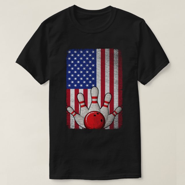 Camiseta Bandera Americana Bowling 4 de julio para Bowler (Diseño del anverso)