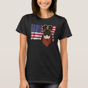Camiseta Bandera Americana Boxer Dog Dad Mom Flag 4 De Juli