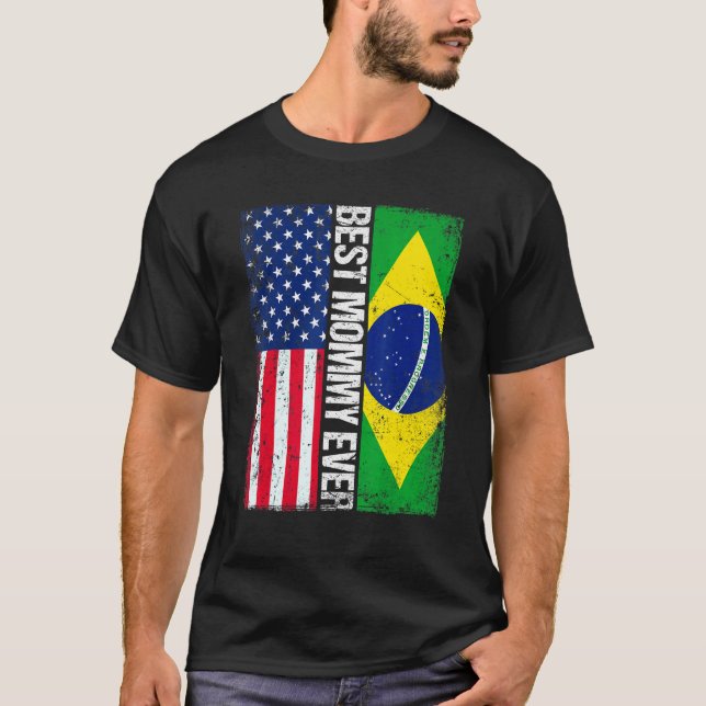 Camiseta Bandera Americana Brasil Bandera a la mejor madre  (Anverso)