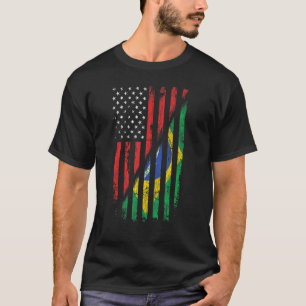 Camiseta Bandera Americana Brasileña Estilo Retro Usa Brasi