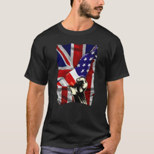 Camiseta Bandera americana británica enarbolando bandera de