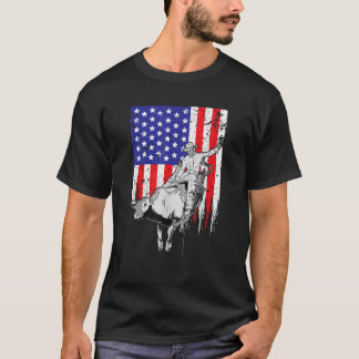 Camiseta Bandera americana Bucking Bull Riding Rodeo Patrió