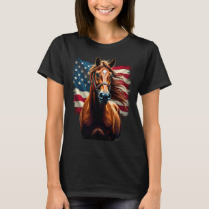 Camiseta Bandera Americana Caballo Ecuestre