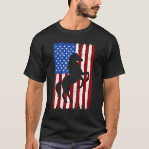 Camiseta Bandera Americana Caballos Rojos Blancos 4 De Juli