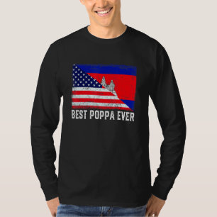 Camiseta Bandera Americana Camboya Bandera Mejor Familia Po