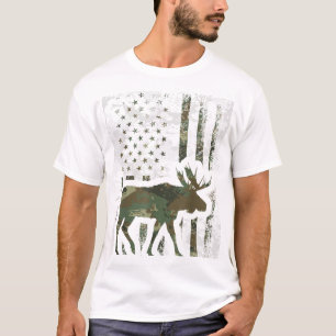 Camiseta Bandera Americana Camo Regalo De Caza De Hojas Par