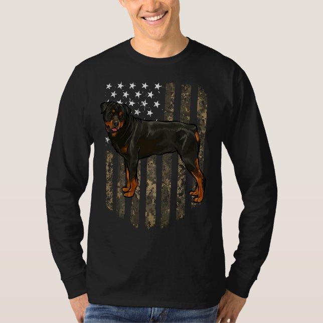 Camiseta Bandera Americana Camo Rottweiler 4 De Julio Ee.Uu (Anverso)