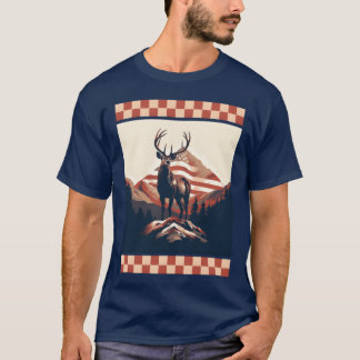 Camiseta Bandera Americana Camuflaje Roca Ciervo Pico f