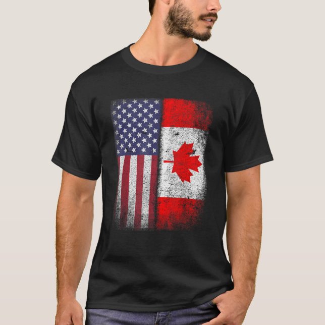 Camiseta Bandera Americana Canadiense Usa Roots T Shirt (Anverso)