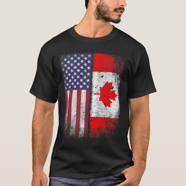 Camiseta Bandera Americana Canadiense Usa Roots T-Shirt.pn (Anverso)