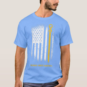 Camiseta Bandera Americana Cáncer de Niños Cáncer Cinta Wa