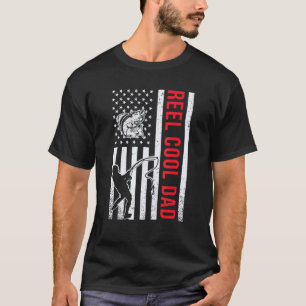 Camiseta Bandera Americana Carrete Papá Genial Pescando Luc