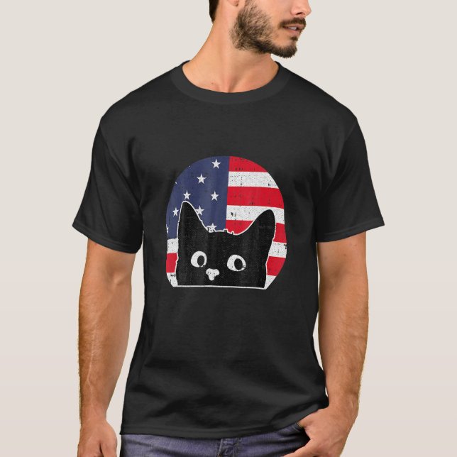 Camiseta Bandera Americana Cat 4 H De Julio Mascota Patriót (Anverso)
