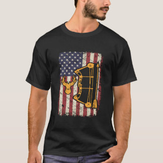 Camiseta Bandera Americana Caza con Arco Arquitectura Usa C