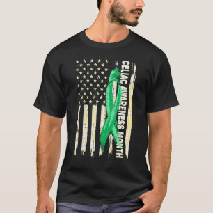 Camiseta Bandera Americana Celiac Ribbon Para Conciencia Ce