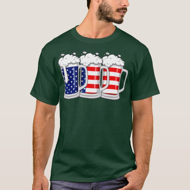 Camiseta Bandera Americana Cerveza 4 De Julio Estados Unido (Anverso)