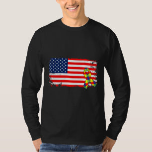 Camiseta Bandera Americana Cinta Autismo Mes Cinta de Rompe