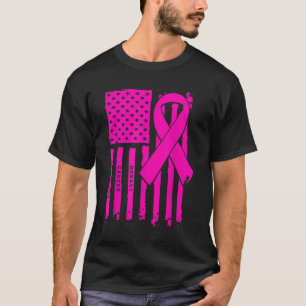 Camiseta Bandera americana Cinta rosa Conciencia sobre el c