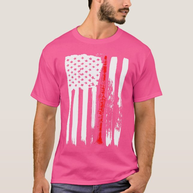 Camiseta Bandera Americana Clarinet Tshirt Flute Musician I (Anverso)