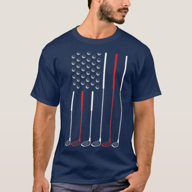 Camiseta Bandera americana Clubes de golf Bandera de palo d (Anverso)