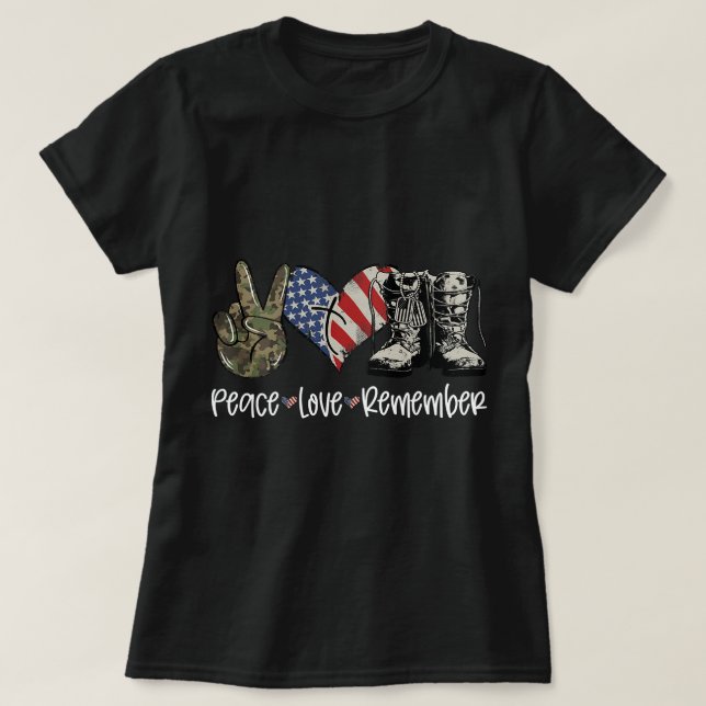 Camiseta Bandera Americana Combate Bote Paz Amor Gracias (Diseño del anverso)