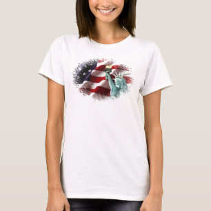 Camiseta Bandera americana con American Eagle y señora