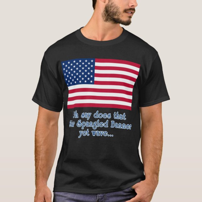 Camiseta Bandera americana con cita Spangled estrella de la (Anverso)