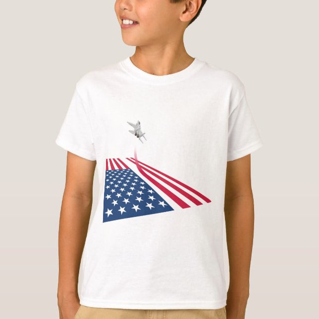 Camiseta Bandera americana con el lanzamiento del avión de (Anverso)
