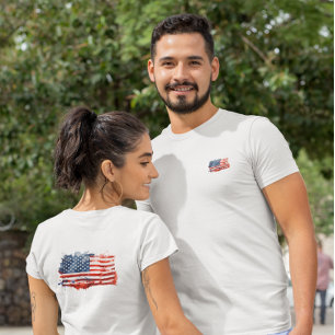 Camiseta Bandera Americana con Grafiti Diseño frontal y t