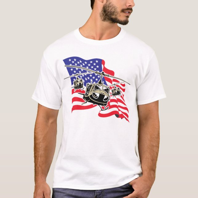 Camiseta Bandera americana con los helicópteros (Anverso)