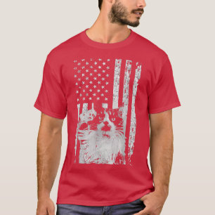 Camiseta Bandera Americana Con Saludos A Los Gatitos, Gato