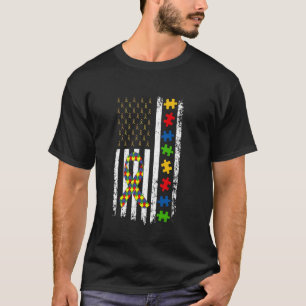 Camiseta Bandera Americana Conciencia del Autismo Mamá Papá
