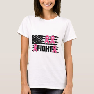 Camiseta Bandera Americana Conciencia del Cáncer de Seno Lu
