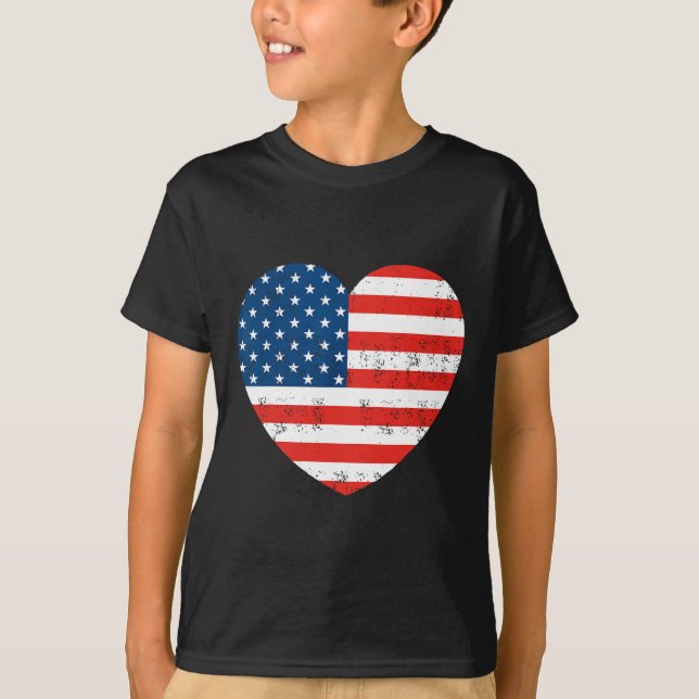 Camiseta Bandera Americana Corazón 4 De Julio Patriótico Es (Anverso)