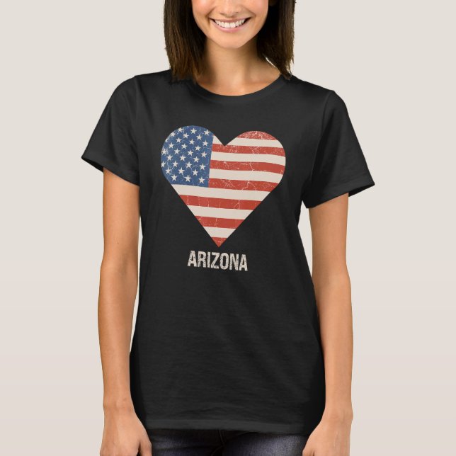 Camiseta Bandera Americana Corazón Arizona 4 De Julio Patri (Anverso)