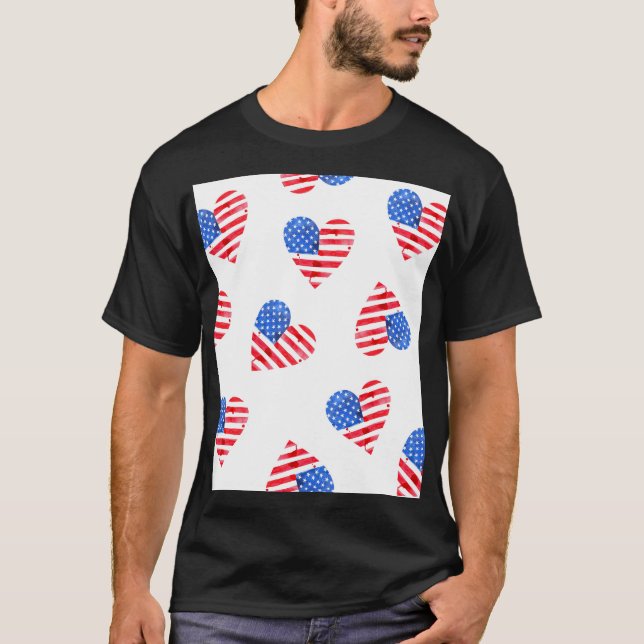 Camiseta Bandera Americana Corazón de Agua Sin Maravillas. (Anverso)