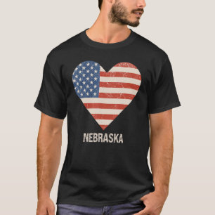 Camiseta Bandera Americana Corazón Nebraska 4 De Julio Patr