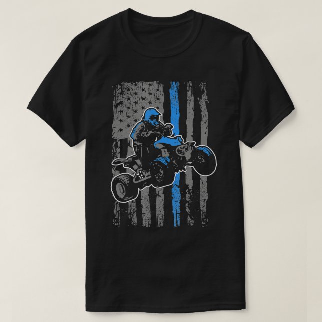 Camiseta Bandera Americana Cuatro Ruedas Quad Hombres ATV R (Diseño del anverso)