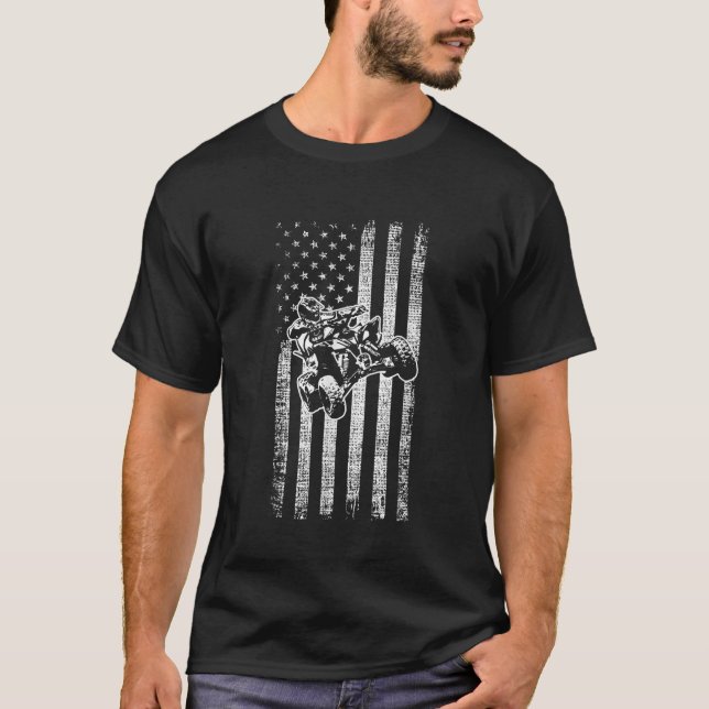 Camiseta Bandera Americana Cuatro Ruedas Quad Hombres ATV R (Anverso)