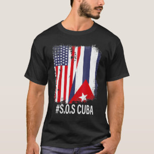 Camiseta Bandera Americana Cubana Mitad Sos Cuba Vintage Ho