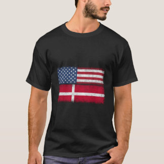 Camiseta Bandera Americana Danesa Dinamarca Usa Danmark