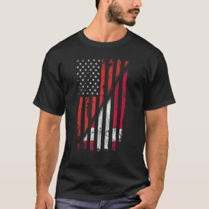 Camiseta Bandera Americana Danesa Estilo Retro Ee.Uu. Bande